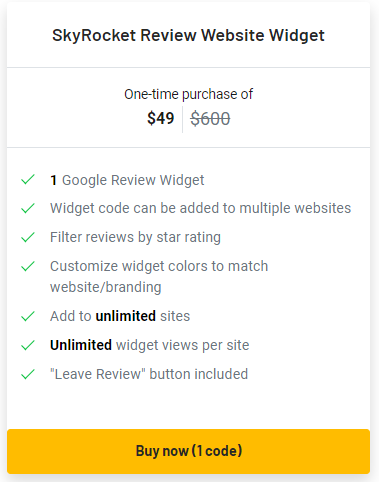 SkyRocket Reviews Website Widget Appsumo Price